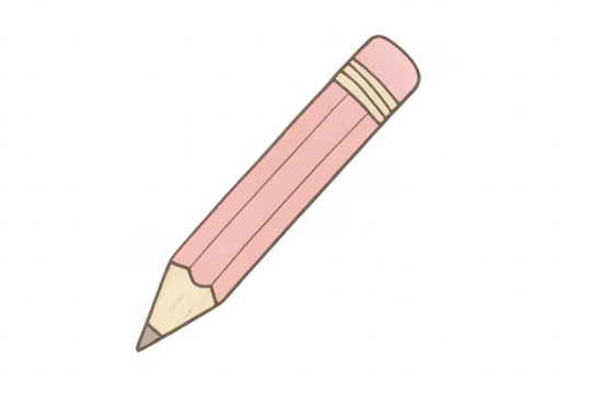 Pink pencil drawing on transparent background