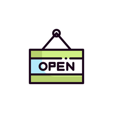 Open Sign Icon With Green Border And Blue Accent On White Background Transparent Background Shipping Service FAQ CS6 48