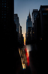 New York City Skyline at Dusk with Artistic Blur