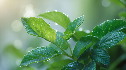 An extreme close-up shot of a fresh green leaf, highlighting the intricate vein system with stunning clarity, in hyper-realistic 8K rendering.