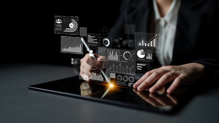 Data insights, charts, and analytics help visualize performance. Data drives strategy, analytics enhances growth, and data improves business outcomes through analytics. Latch