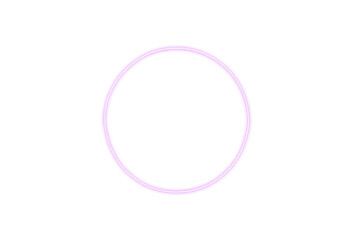 Glowing purple neon circle frame on transparent background
