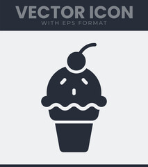 Sweet cupcake dessert icon simple treat graphic
