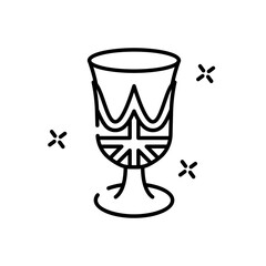 Outline Drawing of a Chalice with British Flag Pattern and Sparkles on Transparent Background Simple Vector Graphic