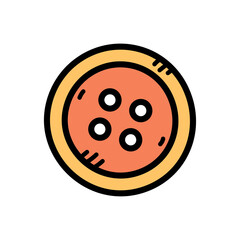 Orange Sewing Button With Four Holes Against A Transparent White Background With Clean Black Outline