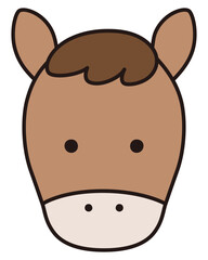 馬の顔のイラスト。かわいい、ベクター、午年、干支、十二支