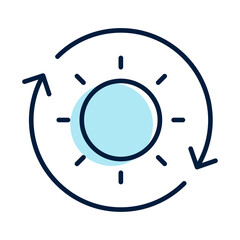 Simple Solar Energy Icon With Arrows Indicating Renewable Cycle On Transparent Background Vector Illustration