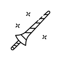 Simple Stylized Outline Of A Toy Magic Wand With A Sparkle Effect Against A Transparent Background