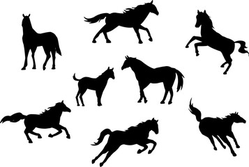 馬のシルエットイラスト素材