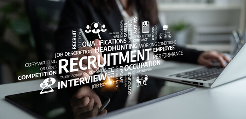 Visual representation of the recruitment process, showcasing employee selection, interview...