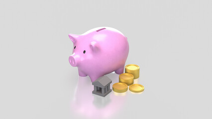 The Piggy Bank and Coins for Business or earn concept 3d rendering.