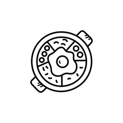 South Korea Doodle Illustration Of A Wholesome Meal With A Fried Egg In The Center Surrounded By Four Sections Of Food Items Against A Transparent Background