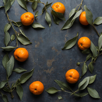 ripe tangerines and oranges hanging on a tree