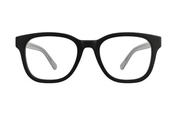 Black eyeglasses with clear lenses isolated on transparent background