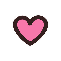 Pink Heart Shape Doodle Icon With Dark Outline Isolated On Transparent Background For Valentines Day Or Love Concept