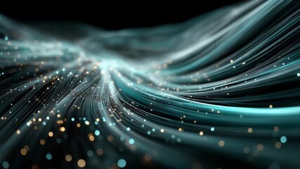 Flowing stream of digital data and light particles. Abstract fiber optic cables representing network communication. Futuristic technology background for vertical video - Powered by Adobe
