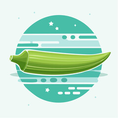 Okra pod on circular abstract background
