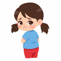Obraz premium Cute Cartoon Style Upset Little Girl Character with Tears Illustration
