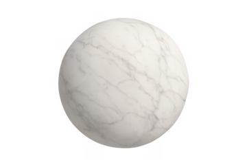 White marble sphere object on transparent background