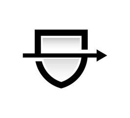 Modern shield logo with arrow for security and protection business, minimal design