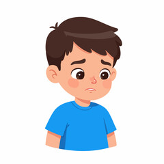 Obraz premium Cartoon Flat Style Anxious Boy Character with Worried Expression Illustration