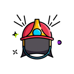 Stylized Firefighter Helmet with Sparkles and Vibrant Colors on Transparent Background a Symbol of Protection and Bravery