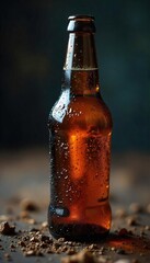 Discarded Beer Bottle A Close-Up Image Symbolizing Alcoholism and Addictions Destructive Consequences