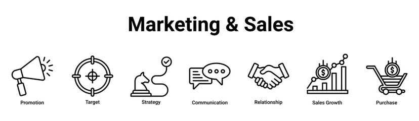 Marketing & Sales icon banner, sheet and collection