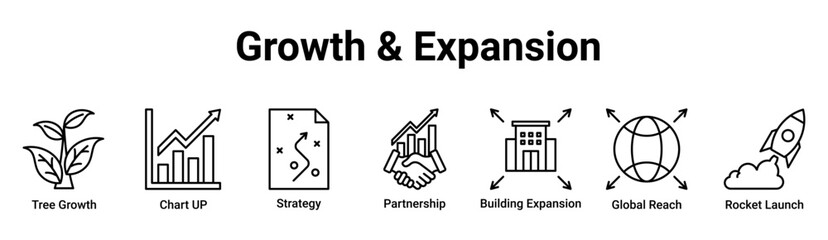 Growth & Expansion icon banner, sheet and collection