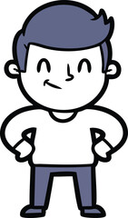 Obraz premium Cartoon man stands confidently with hands on hips smiling.