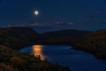 Moon rising over Porcupine Mountain