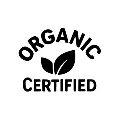 Certified organic logo icon with transparent background eco label illustration
