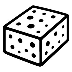 Cheese block icon with transparent background dairy product illustration
