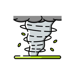 Stylized Tornado Illustration With Grey Clouds And Yellow Debris Against A Transparent Background