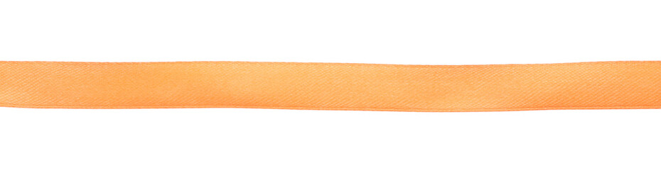 Beautiful orange ribbon isolated on white, top view