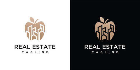 Building design logo inside an apple, a building logo for a luxurious, elegant and simple business.	
