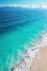 Pristine Cerulean Seascape Sunlit Ocean Waves Gently Lap Undisturbed Shores, Revealing Hidden Depths of Untouched Marine Life