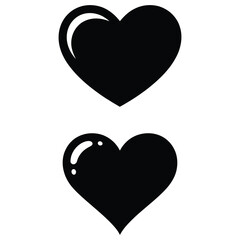 hearts silhouettes with glossy highlights. two hearts on white background
