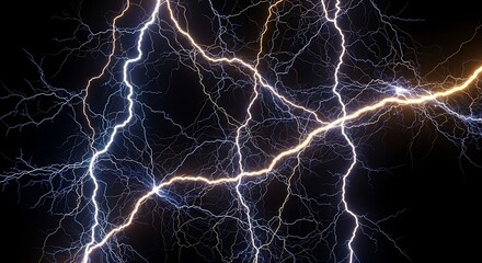 Striking bolt of electrical discharge through dark energy trails and sparks