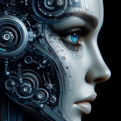 Profile poitret of a cyborg woman