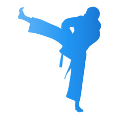 Karate Woman Illustration in Gradient Color. Isolated Vector.