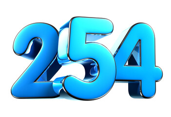Blue number 254 3d illustration. Advertising signs. Product design. Product sales