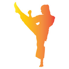 Obraz premium Karate Woman Illustration in Gradient Color. Isolated Vector.