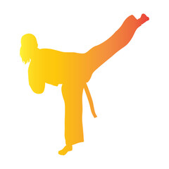 Karate Woman Illustration in Gradient Color. Isolated Vector.