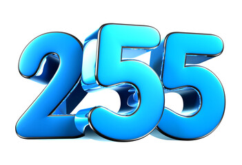Blue number 255 3d illustration. Advertising signs. Product design. Product sales