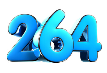 Blue number 264 3d illustration. Advertising signs. Product design. Product sales