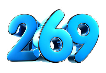 Blue number 269 3d illustration. Advertising signs. Product design. Product sales