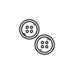 Two Simple Black Outline Four Hole Round Buttons on White Background Transparent Clip Art Style Sewing Accessory