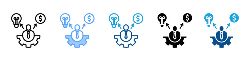 Entrepreneurship icon sheet multiple style collection