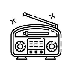 Vintage Portable Radio with Antenna and Knobs on Transparent Background Showing Retro Audio Device